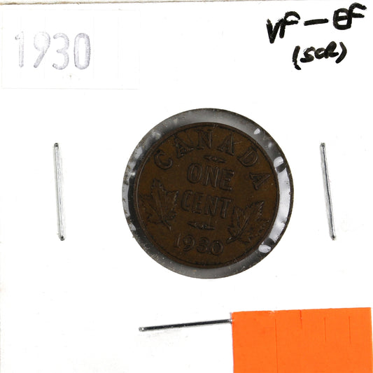1930 Canada 1-cent VF-EF (VF-30) Cleaned, Scratched or Impaired