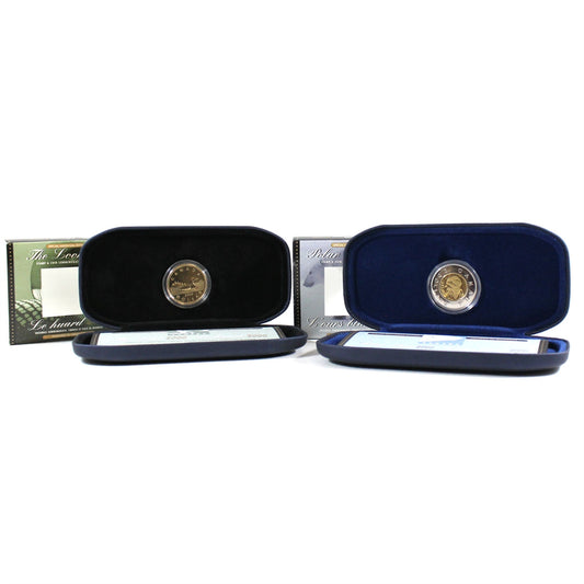 Pair of 2000 Canada Millennium Proof $1 & $2 Coin & Stamp Sets, 2Pcs (Issues)