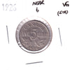 1926 Near 6 Canada 5-cents Very Good (VG8) Scratched, marks, or impaired