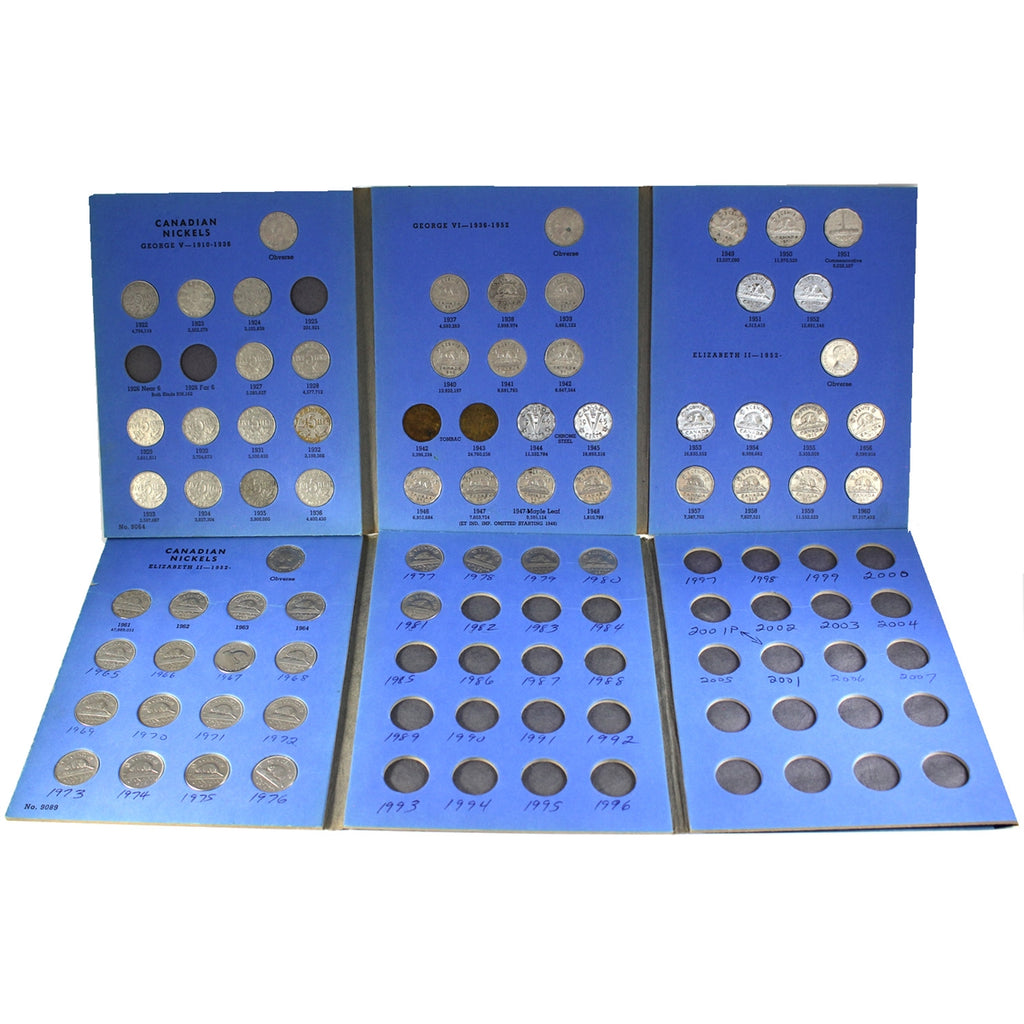 Lot of 66x 1922-1981 Canada 5-cents in Whitman Albums, 66Pcs (Less 1925 & 1926 Far)