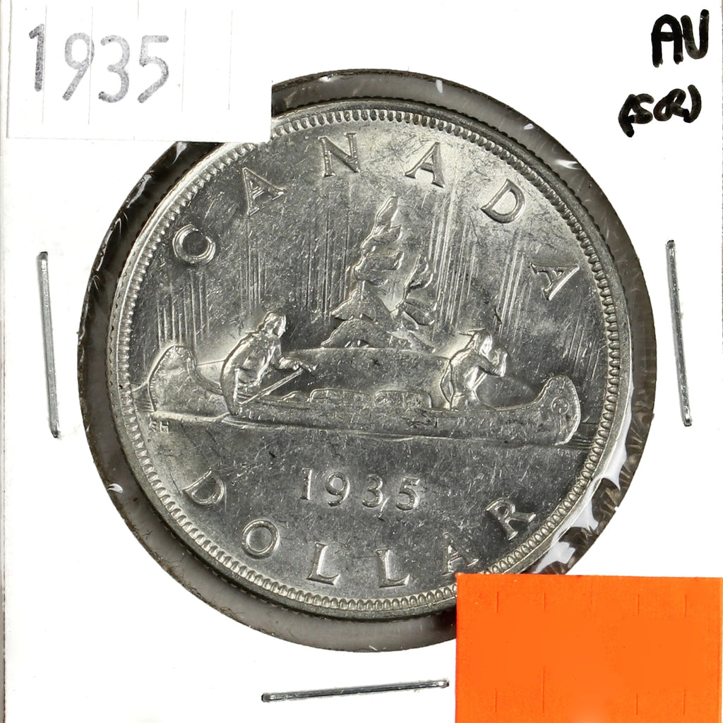 1935 Canada Dollar Almost Uncirculated (AU50) Scratched, Cleaned, or Impaired