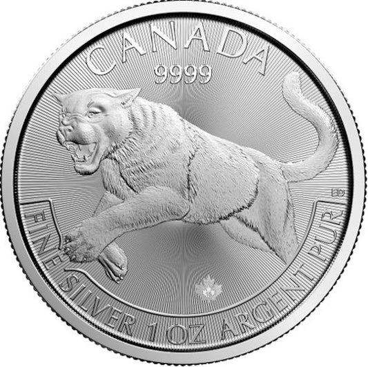 2016 Canada $5 Predator Series: Cougar 1oz Silver (No Tax) May be lightly toned
