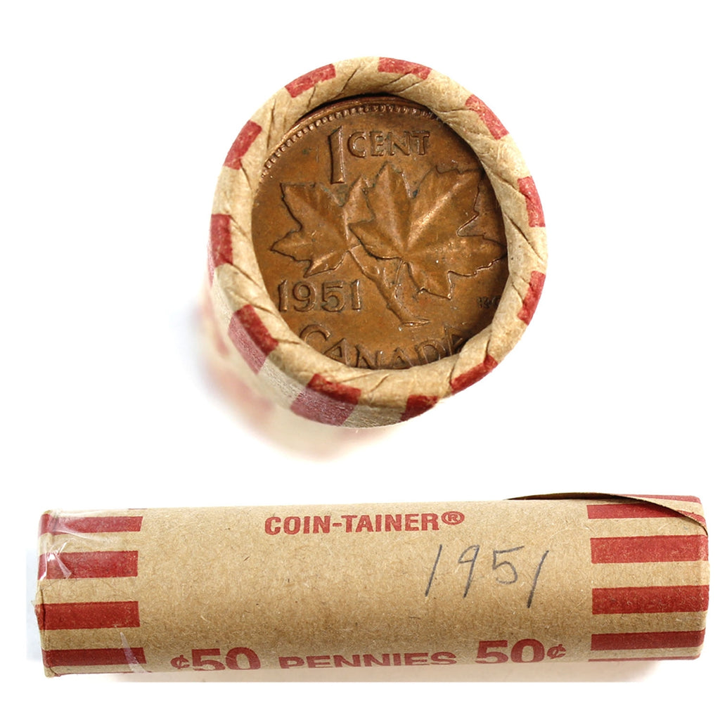 Lot of 50x 1951 Canada George VI 1-cents, Circulated to Average Condition, 50Pcs