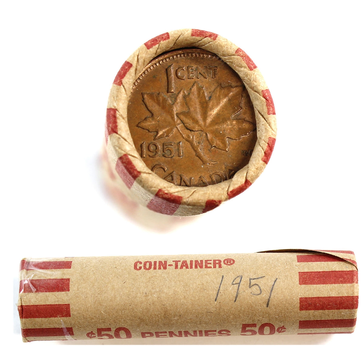 Lot of 50x 1951 Canada George VI 1-cents, Circulated to Average Condition, 50Pcs