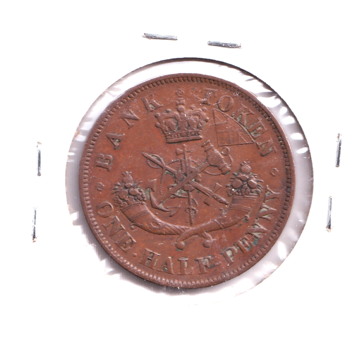 PC-5C1 1854 Province of Canada, Upper Canada Plain 4 Half Penny Token EF-40 (Impaired)