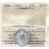 1937 Canada 10-cents ICCS Certified MS65