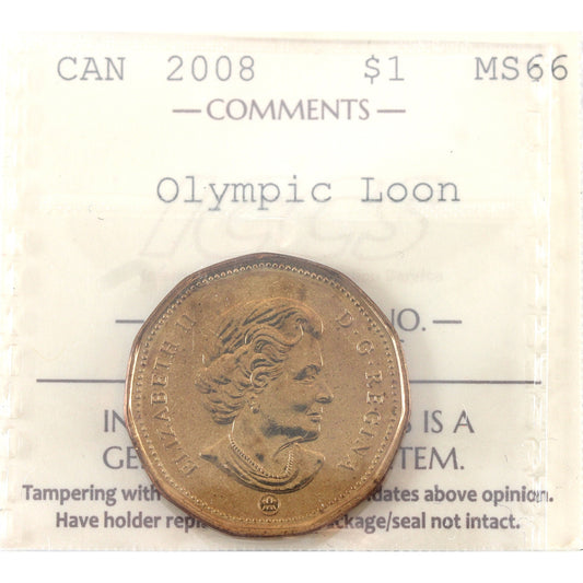 2008 Canada Olympic Loon Dollar ICCS Certified MS66