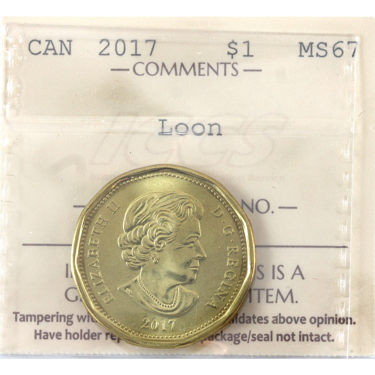 2017 Canada Loon Dollar ICCS Certified MS67
