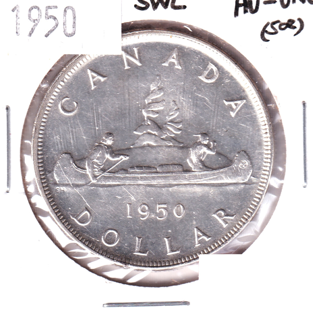 1950 SWL Canada Dollar AU-UNC (AU55) Scratched, Cleaned, or Impaired