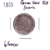 German States 1805 Bavaria 6 Kreuzers, .333 Billon Silver, VG-F (VG10)