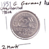 Germany 1951G 2 Mark, Unauthorized Restrike, AU50 - One year only, scarce mint mark