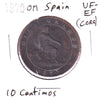 Spain 1870 OM 10 Centimos VF-EF (VF30) Corrosion