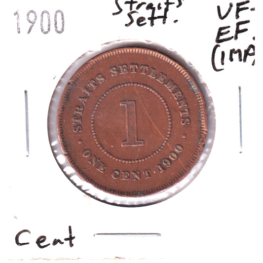 Straits Settlements 1900 Cent VF-EF (VF-30) Impaired