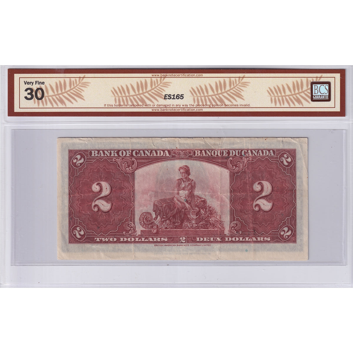 BC-22a 1937 Canada $2 Osborne-Towers, A/B, BCS Certified VF-30 (Tears)