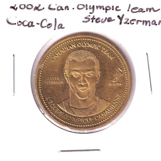 2002 Coca-Cola Canadian Olympic Men's Hockey Medallion: Steve Yzerman (Lightly toned)