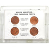 Set of 4x 1965 Canada 1-cent Varieties, 4Pcs in Holder (Some toning, holder cracked)