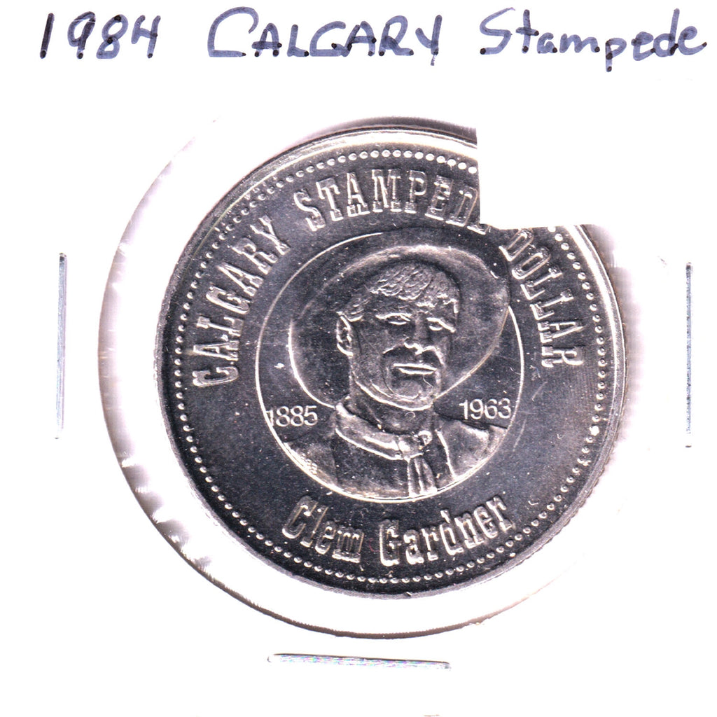 1984 Calgary Stampede Dollar Trade Token: Clem Gardner & Bull Riding