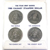 Set of 4x 1980 Calgary Stampede Dollar Tokens - The Four Mint Marks, 4Pcs in Card