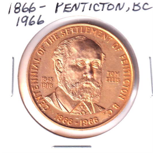 1966 Penticton BC Centennial of Settlement Medallion: Tom Ellis (1st European Settler)