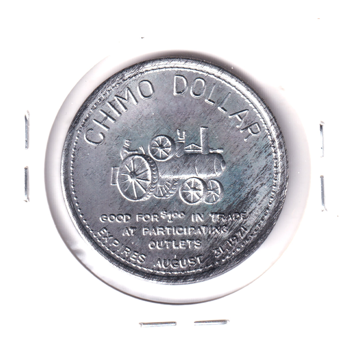 1971 Saskatoon, SK, Chimo Dollar Trade Token: Saskachimo Exposition (Toned)