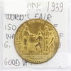 1939 New York World's Fair Medallion: 150th Anniversary of George Washington's Inauguration, VF-20+