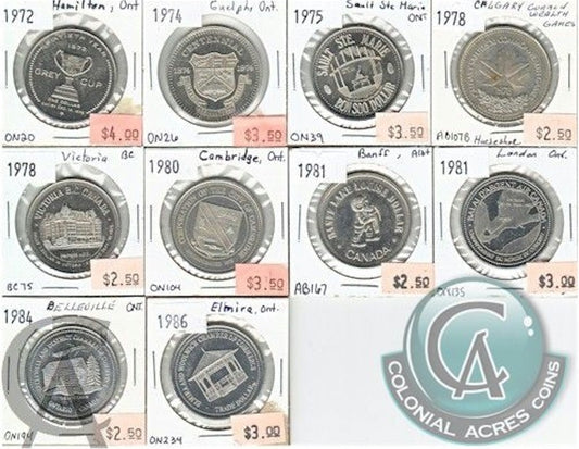 10 x Mixed Canada Trade Dollars. Guaranteed to be all different Mega09