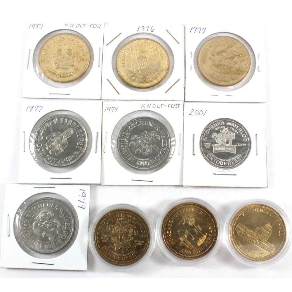 Lot of 10x Kitchener-Waterloo Oktoberfest Tokens, All Different Dates (Mega10)