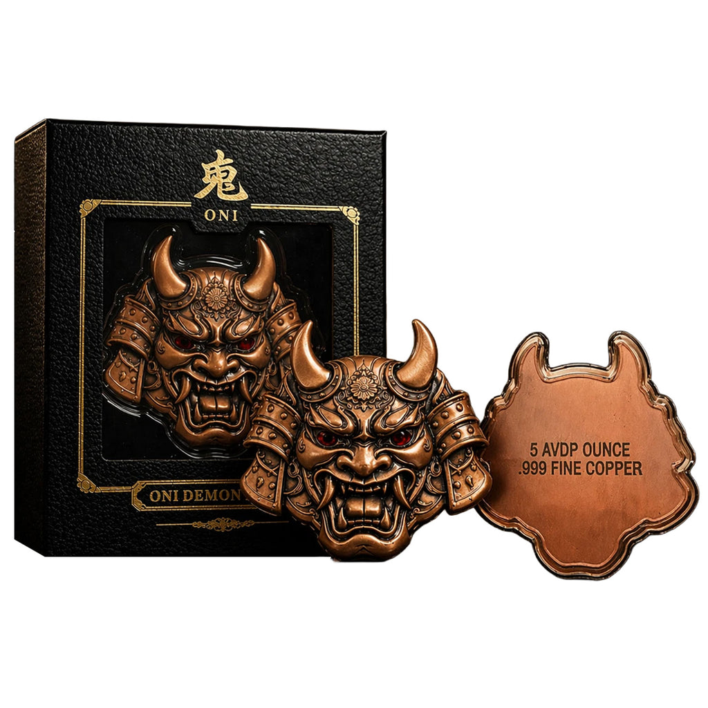 Japanese Demon Mask 5oz. AVDP .999 Fine Copper Medal