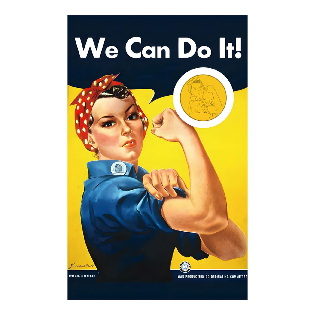 Rosie the Riveter "We Can Do It" 1/1000oz 24K .9999 Gold Round in Card (No Tax)
