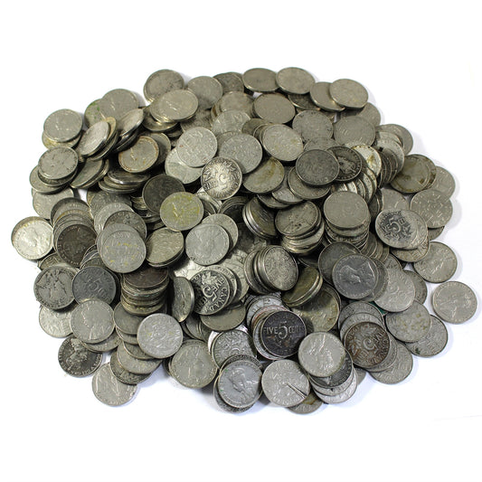 Lot of 275x Assorted Canada George V 5-cents, 275Pcs (Impaired)