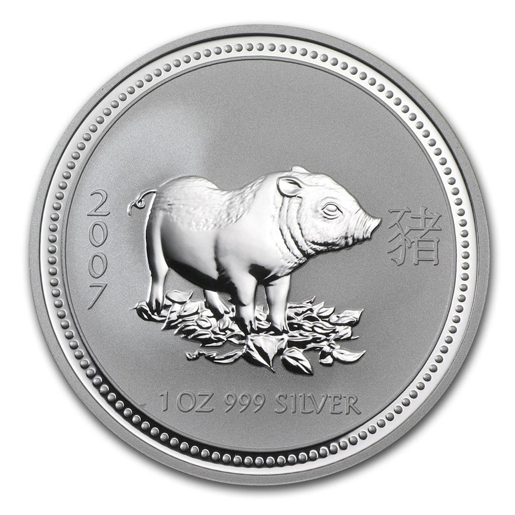 2007 Australia $1 Year of the Pig 1oz Silver in Red Box (No Tax) Flaws