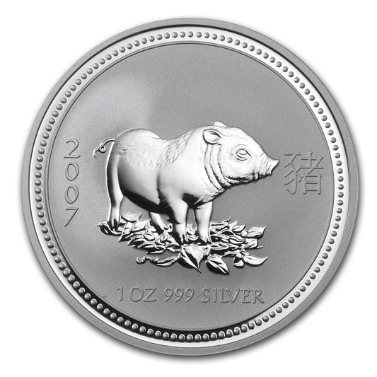 2007 Australia $1 Year of the Pig 1oz Silver in Red Box (No Tax) Flaws