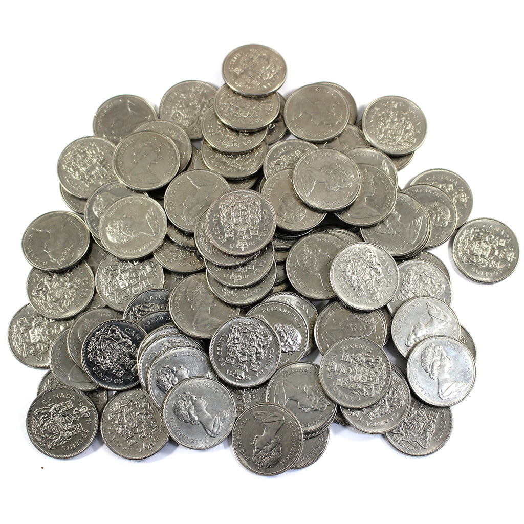 Lot of 100x 1971 Canada Nickel 50-cents, 100Pcs