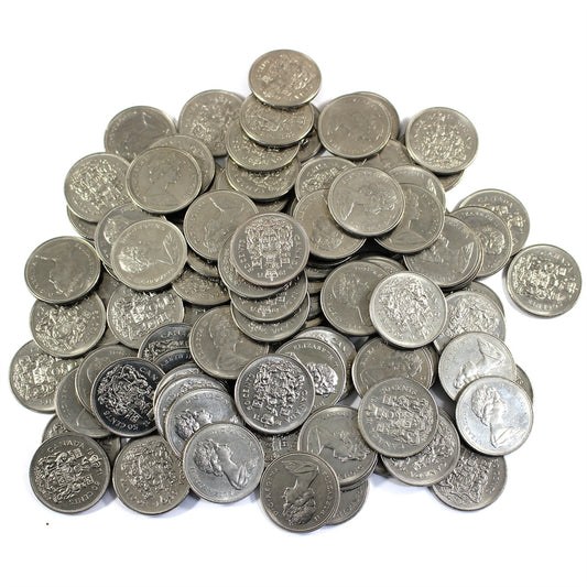 Lot of 100x 1971 Canada Nickel 50-cents, 100Pcs