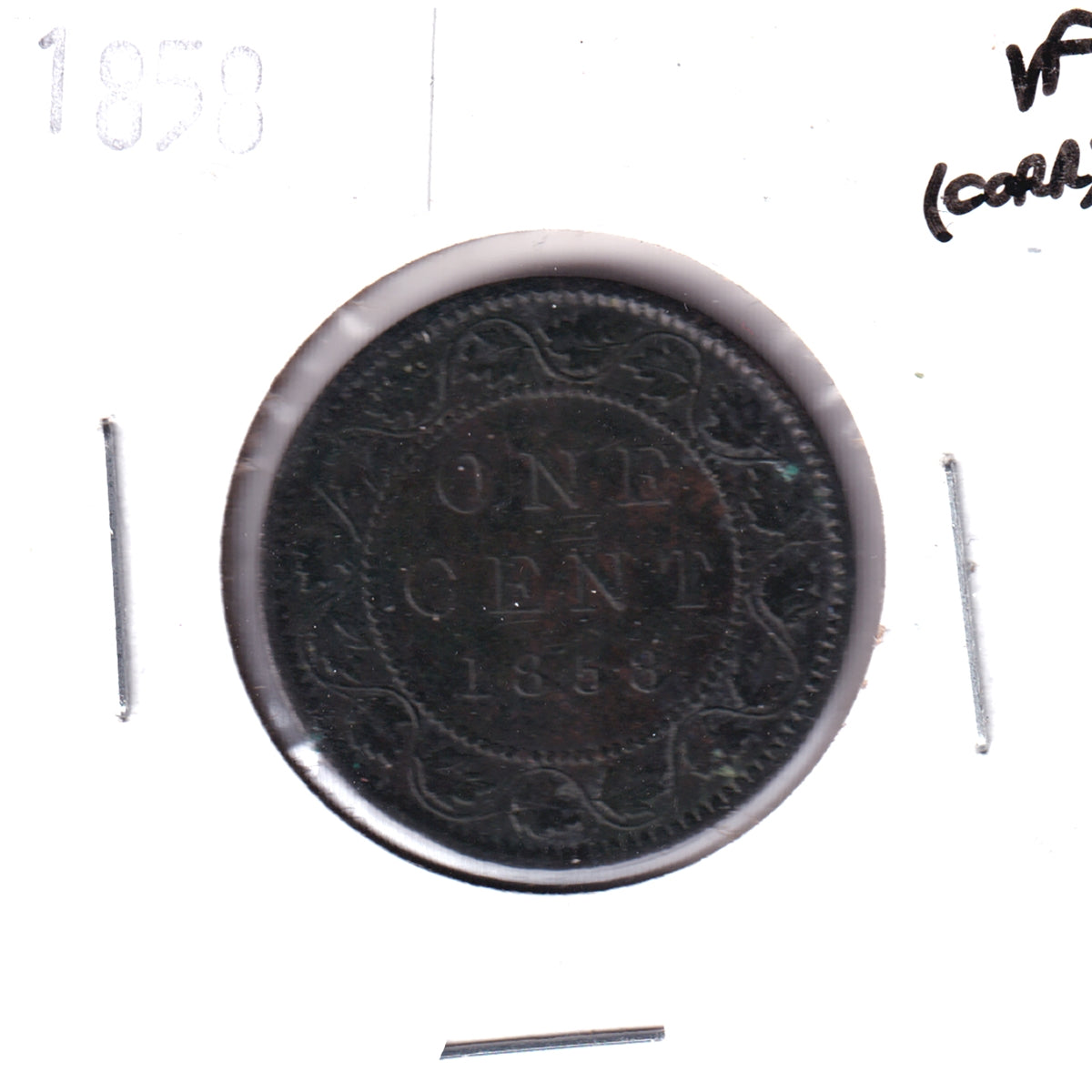 1858 Canada 1-cent Very Fine (VF-20) Corrosion