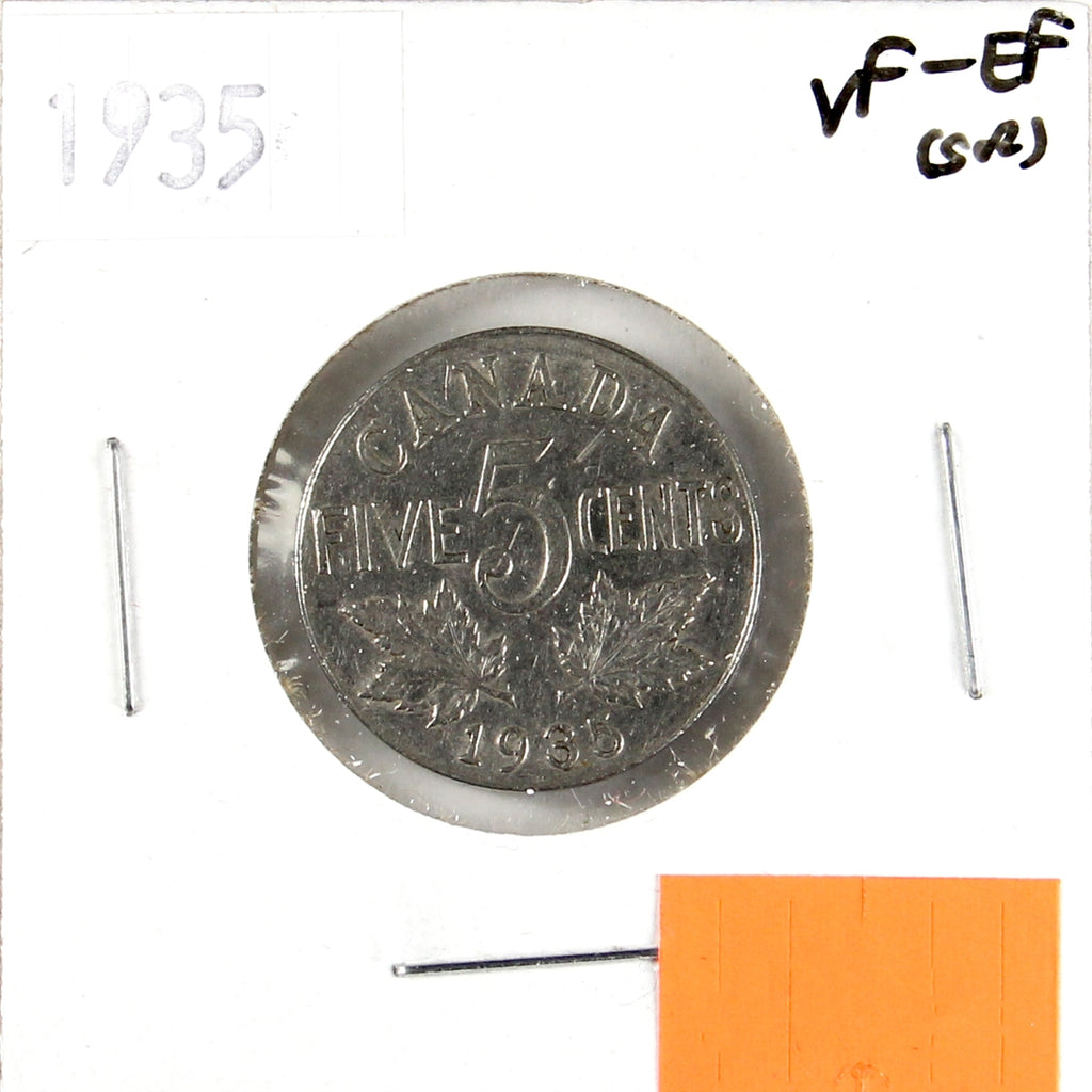 1935 Canada 5-cents VF-EF (VF30) Scratched, nicks, toned, or impaired