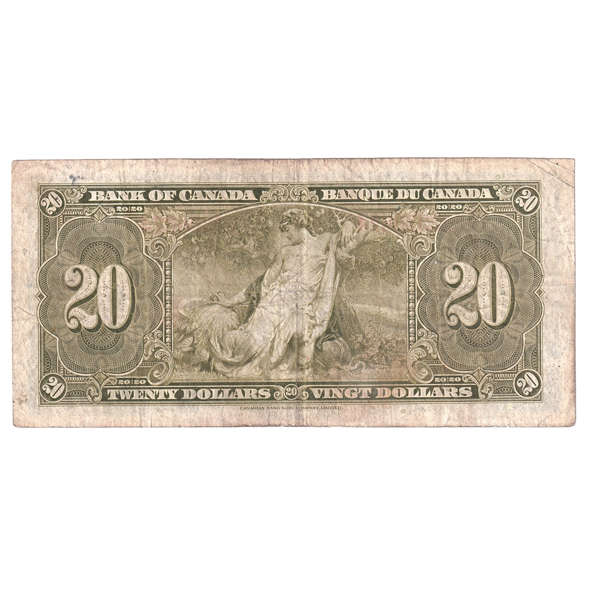 BC-25c 1937 Canada $20 Coyne-Towers, Fine (F12) Tears, Stains, or Damaged