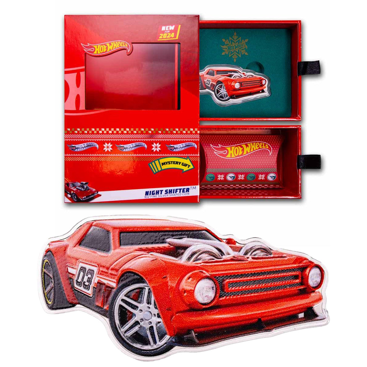 PAMP 2024 $2 Hot Wheels™ Night Shifter 1oz Silver Box (No Tax) Capsule Hairline Scr.