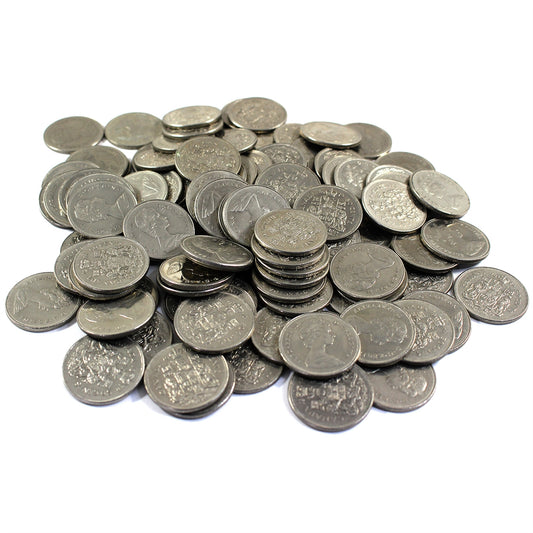 Lot of 100x 1974 Canada Nickel 50-cents, 100Pcs