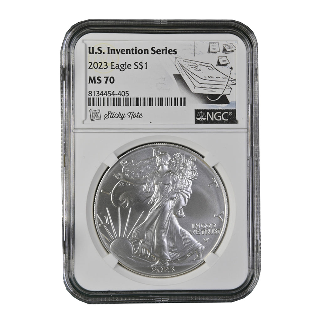 2023 $1 Eagle NGC Cert. MS70 in Invention Series: Sticky Note Holder (No Tax) Missing COA