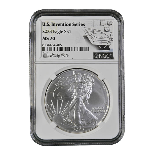 2023 $1 Eagle NGC Cert. MS70 in Invention Series: Sticky Note Holder (No Tax) Missing COA