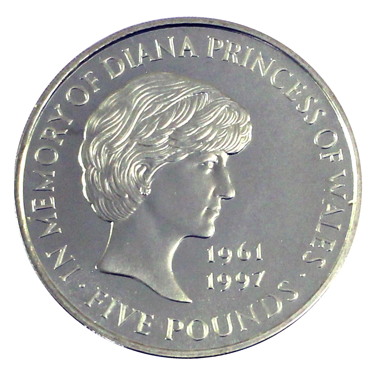 Great Britain 1999 Princess Diana 5-pound Memorial Coin in Folder (Impaired)