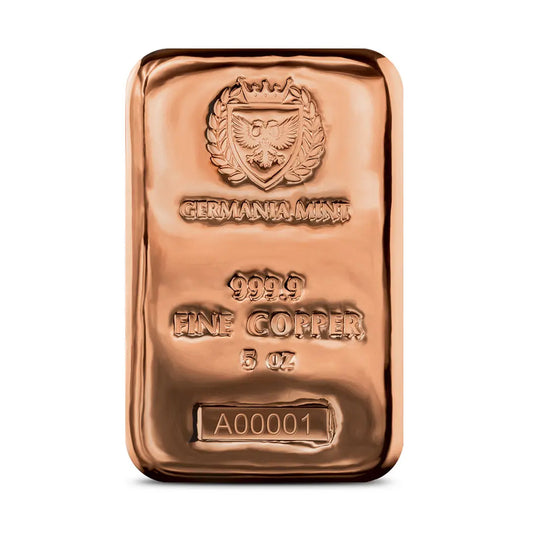 Germania Mint Cast Bar 5oz .999 Fine Copper