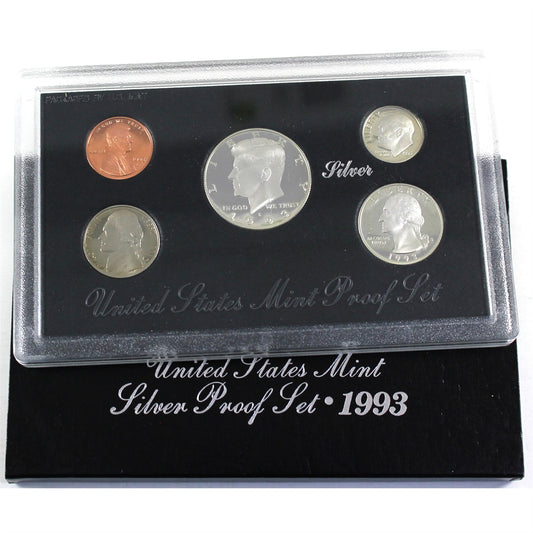 1993 S USA Silver Proof Set (Lightly toned, light wear on sleeve)
