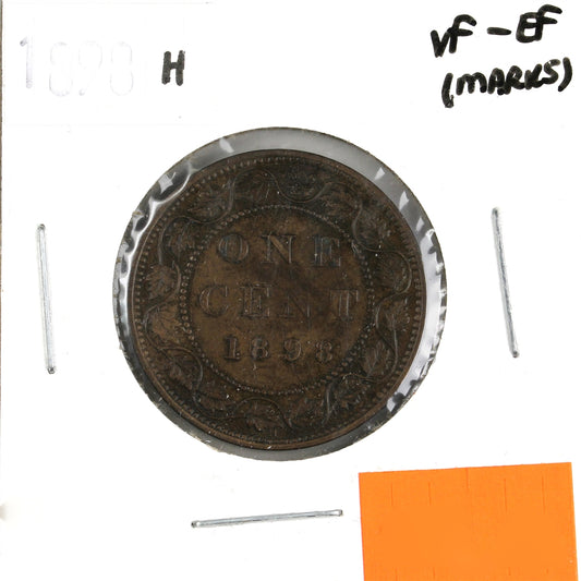 1898H Canada 1-cent VF-EF (VF30) Scratched, Cleaned or Impaired