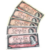 Lot of 5x 1954 Canada $2 Notes with All Different Prefixes, Circ, 5Pcs (Impaired)