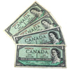 Lot of 4x 1954 Canada $1 Notes with All 4 Different Signature Combinations, Circ, 4Pcs