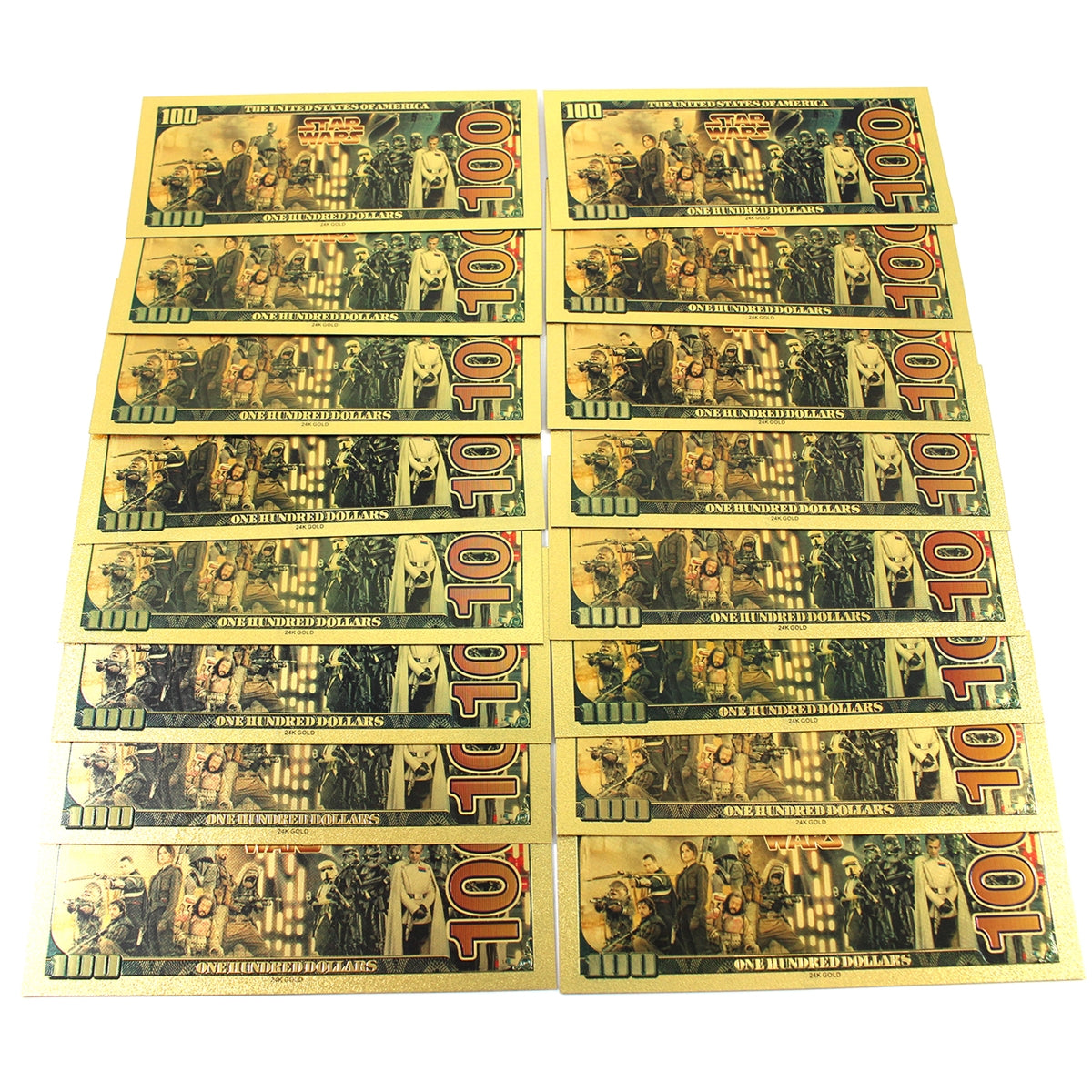 Lot of 16x Star Wars USA $100 gold plated - 16 Different Characters, 16Pcs