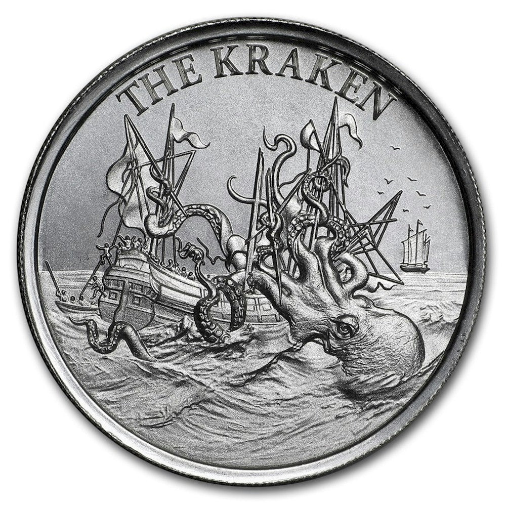 Cryptozoology: The Kraken High Relief 2oz Silver Round (No Tax) Lightly Toned
