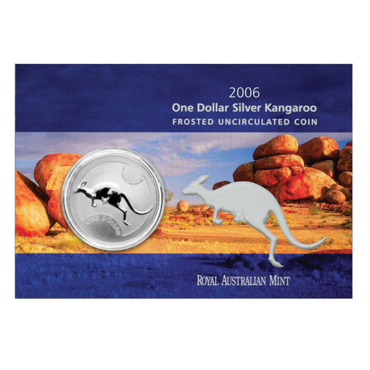 2006 Australia $1 Kangaroo 1oz .999 Silver Coin in Card (No Tax) Flaws